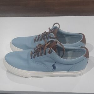 Polo by Ralph Lauren Men's Light Blue and Brown Sneakers